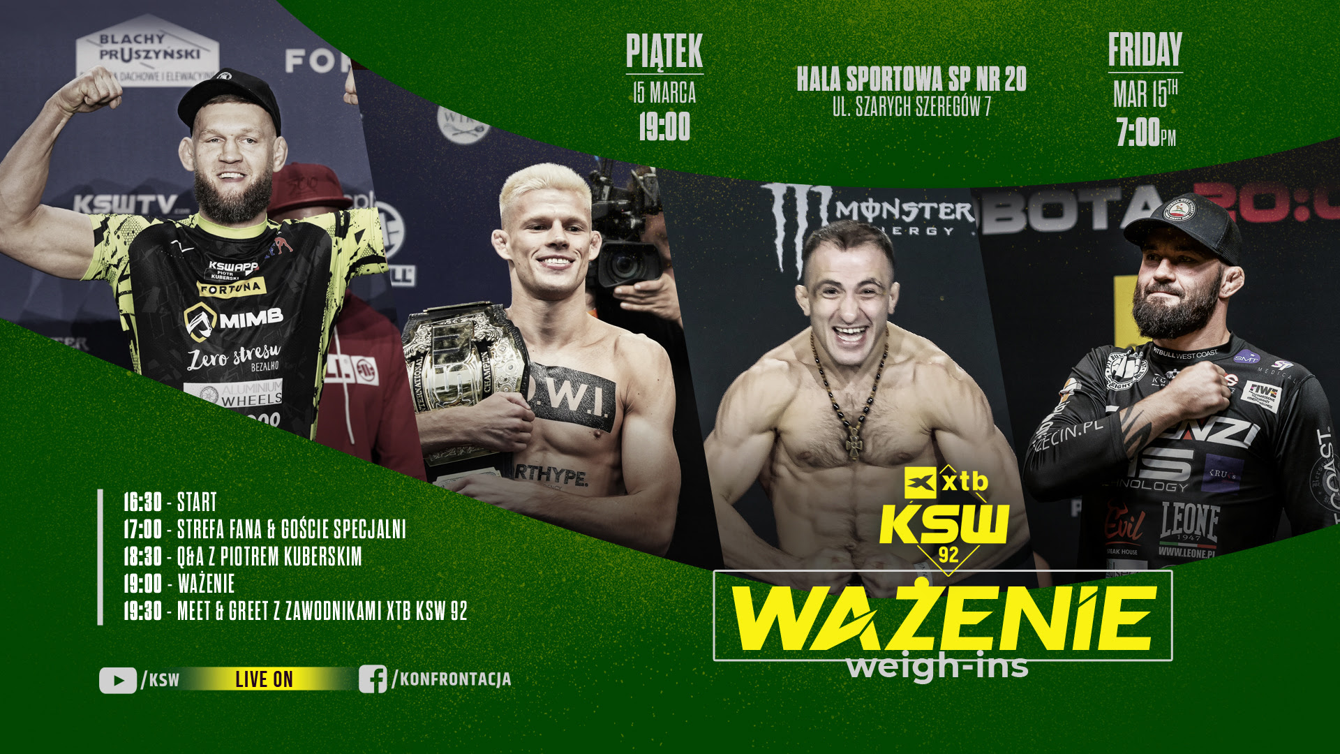 Wyniki porannego ważenia przed galą XTB KSW 92